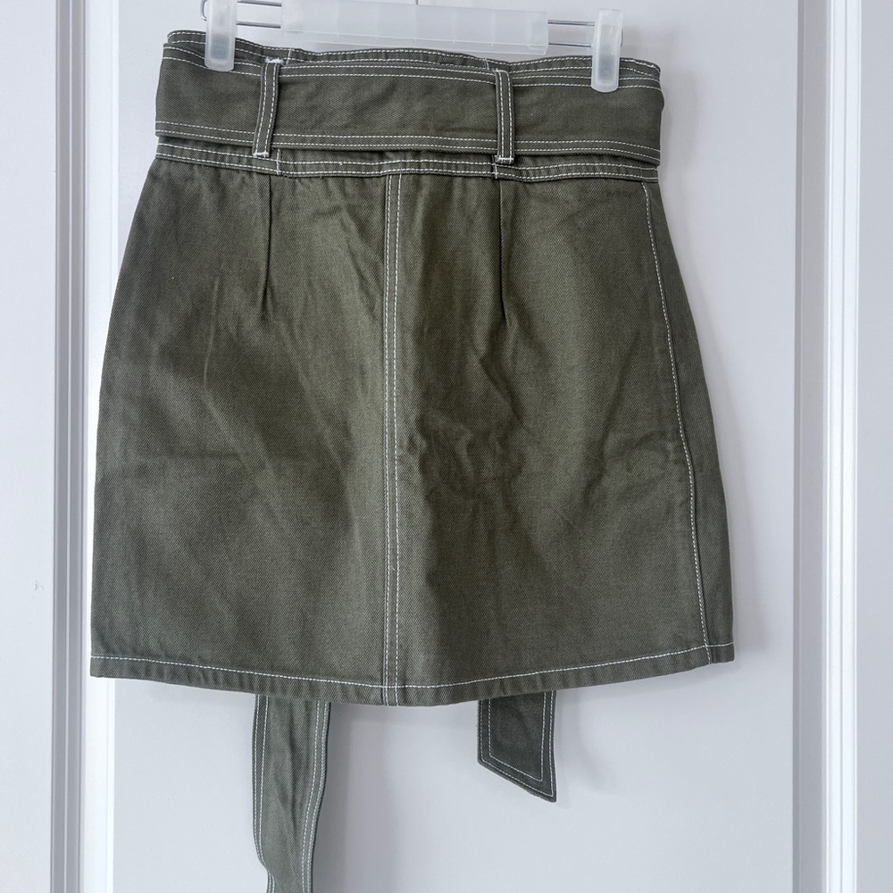 Forever 21 Army Green Pencil Mini Skirt with Tie Front - Picture 8 of 8